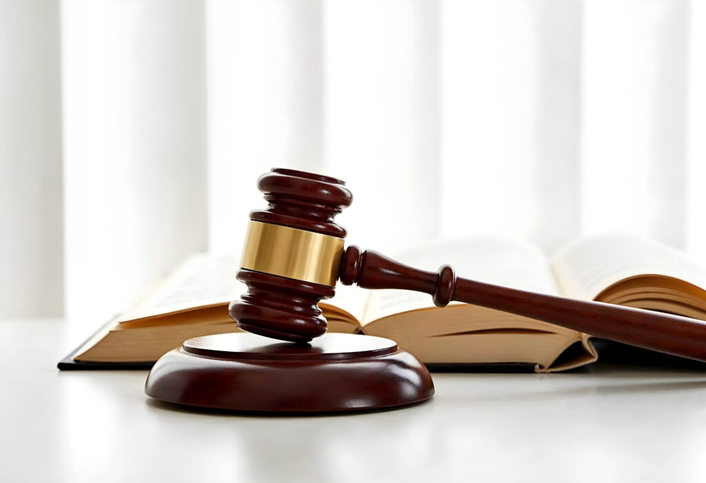 Avoin kirja taustalla. Etualalla nuija puukiekon päällä.